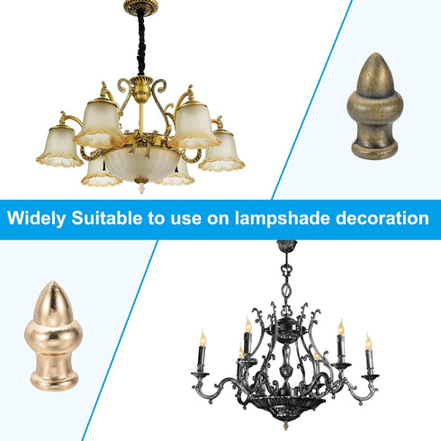 PATIKIL 36 20mm 4 Set x Lamp Finials Caps Knob, Solid Lamp Shade Top Decoration Screw Cap Nuts with Brass Reducing