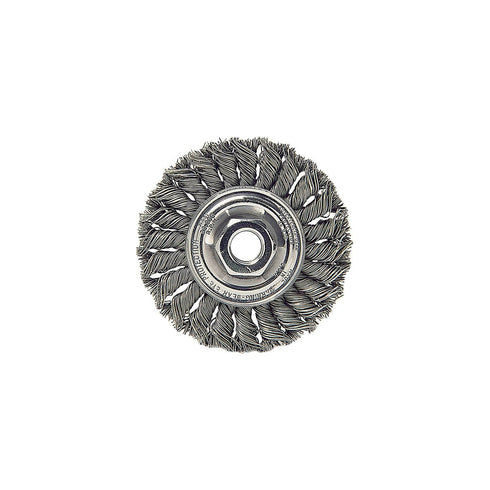 Weiler 17687 Knot Wire Wheel, 4", .014" Steel Fill, 1/4" Stem, Made in the USA