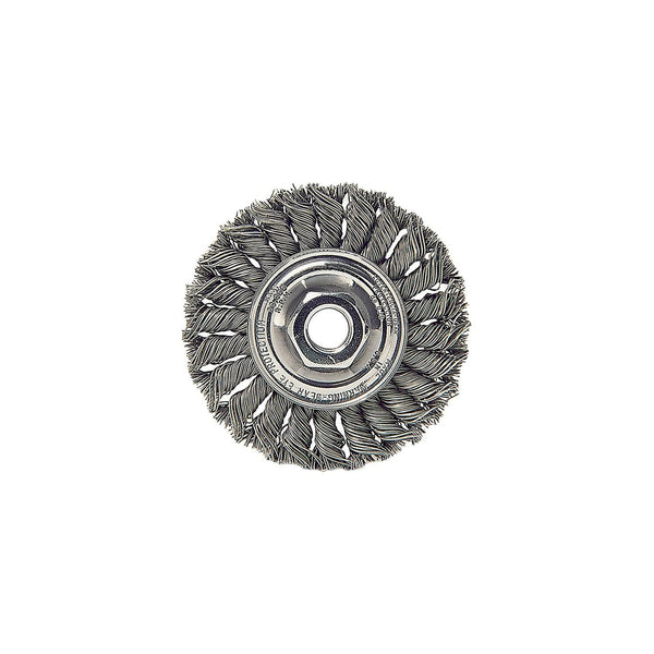 Weiler 17687 Knot Wire Wheel, 4", .014" Steel Fill, 1/4" Stem, Made in the USA