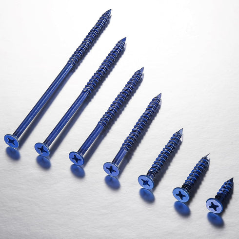 WenSilon 100 PCS 1/4"x1-1/4 Concrete Screw Anchor Blue Flat Head for Anchoring to Masonry, Block or Brick
