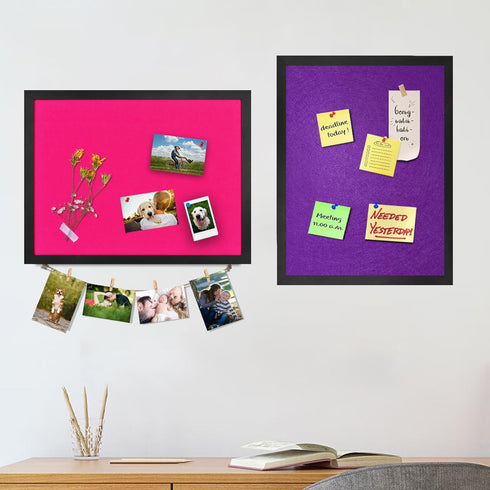 Purple Bulletin Boards Cork Board with Felt, 17"x13" Small Display Pin Board for Walls, Jewelry, Notes, Photos