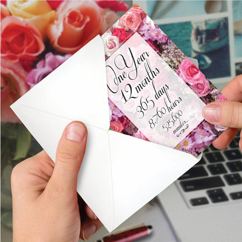 NobleWorks 1st Milestone Anniversary Notecard w/Envelope - 1 Year of Marriage, Love Flower for Couples, Husband, Wife