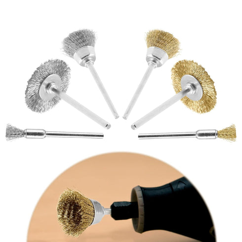 36 Pack Wire Wheel Brush Set, 1/8 Inch Shank Pure Brass and Stainless Steel Brush Kit Rotary Buffing Brush Wheel, Rust Removal Tool Set, Wire Pen Brush + Bowl-Shape Brushes + T-Shape Brushes