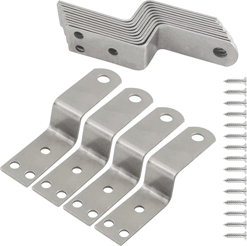 HARSKIYER 12pcs Z Shaped Corner Bracket, Silver Height 0.8" Metal Z Shape Picture