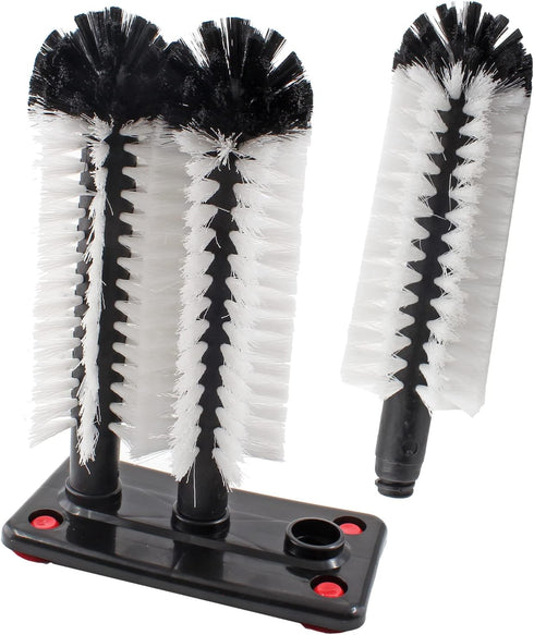 3 Commercial 10.2"x7.3"x3.7" Bonsicoky Long Brush Bar Glass Washer with Suction Base, Brush Cleaner Bristle Brush