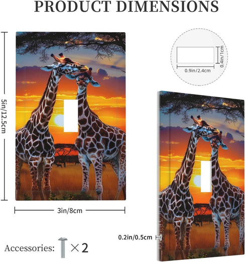 Ntyfur Sunset 1 3X5 Giraffe Savanna Wall Plate Gang Toggle Light Switch Cover Single Toggle Faceplate Decor