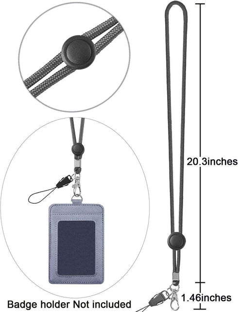 YOUOWO 5 Pack Adjustable Grey Neck Lanyards with Clip for ID Badges Holder, Men Women Office Cruise