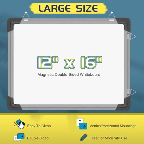 Polegas 16" X 12" Dry Erase Calendar Whiteboard for Wall - Small Monthly Double Sided Boards for Home, Office, Student