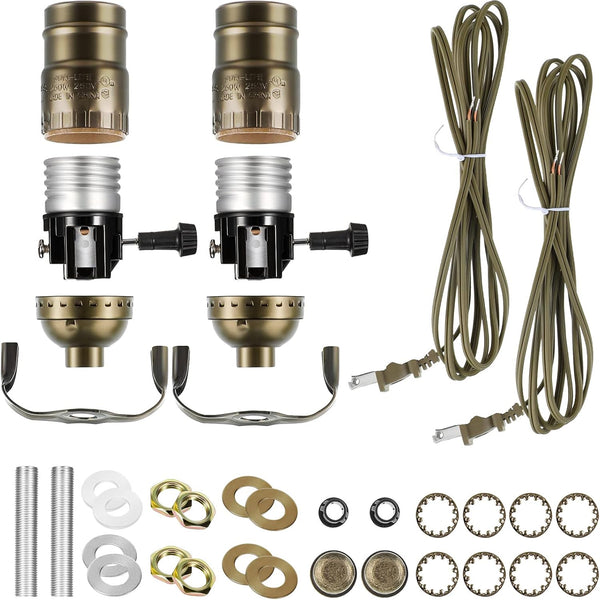 Zonon 2 Packs Floor Lamp Repair Kit, Lamp Parts Rewire with 12 Foot Cord and 3 Way Socket for DIY Lighting