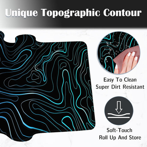 UJoowalk Large Topographic Mouse Pad, XL Gaming Mousepad, Desk Mat 31.5 x 11.8 in, Black White Minimalist Contour for