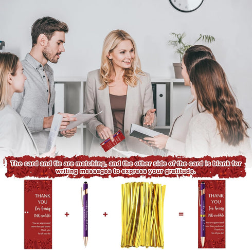 60 Set Resurhang Employee Appreciation Gift Bulk Inspirational Ballpoint Pen with Stylus Tips Card Office Thank You