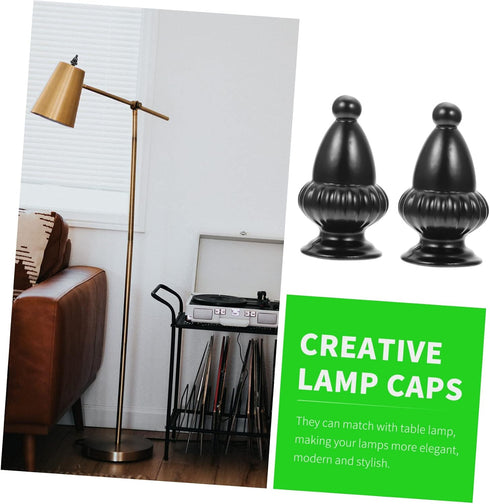 Angoily 2pcs Decorative Lamp Finial Knob for Floor Table Lamps Elegant Black Aluminum Design Easy to Install for DIY