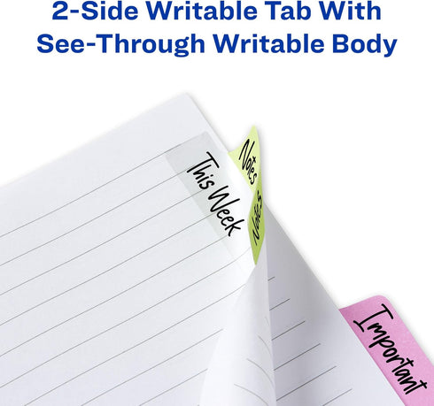 Avery Margin Ultra Tabs, 2.5" x 1", 2-Side Writable, Assorted Pastel Colors, 24 Repositionable Tabs (74769)