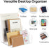 MaxGear Acrylic File Organizer for Desk, 4 Section Clear File Holder, Vertical Mail Desk Organizer for Documents