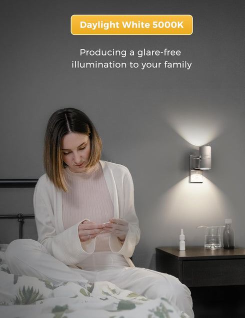 Dimmable 2 Pack L LOHAS LED Bright Night Light, Night Lights Plug into Wall, Daylight White, Nightlight Plug in White