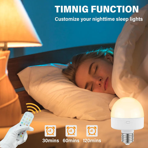 Bulbs 15 Dimmable, Bulb E26 2 Pack Rechargeable Battery Operated Light with Remote Control, Color Temperature, Timer