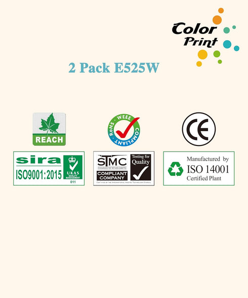Dell E525W E525DW Compatible Toner Cartridge Replacement for Color Laser Printer (2-Pack, Black)