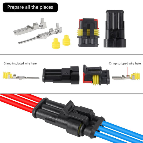 AITRIP 708 Pieces Waterproof Car Connection Kit, Quick Connector with Crimping Pliers for Car, Truck, Motorcycle