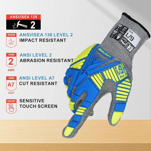 Level 7 Cut Resistant Gloves, Safety Work Gloves for Men and Women, Impact Protection with Touch Screen Capability
