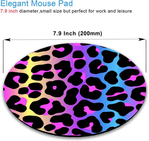 IMAYONDIA Cheetah Animal Print Gaming Mouse Pad - Colorful Leopard Round Mouse Pad with Non-Slip Rubber Base for Office