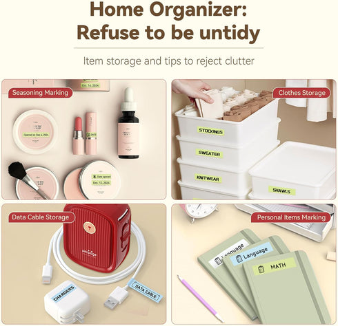 Label Maker with Tape - P10 Bluetooth Label Printer with Continuous Labels for Home Use and Office Organization