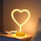 LED Heart Shaped Neon Night Lights Warm White Neon Lamp USB &