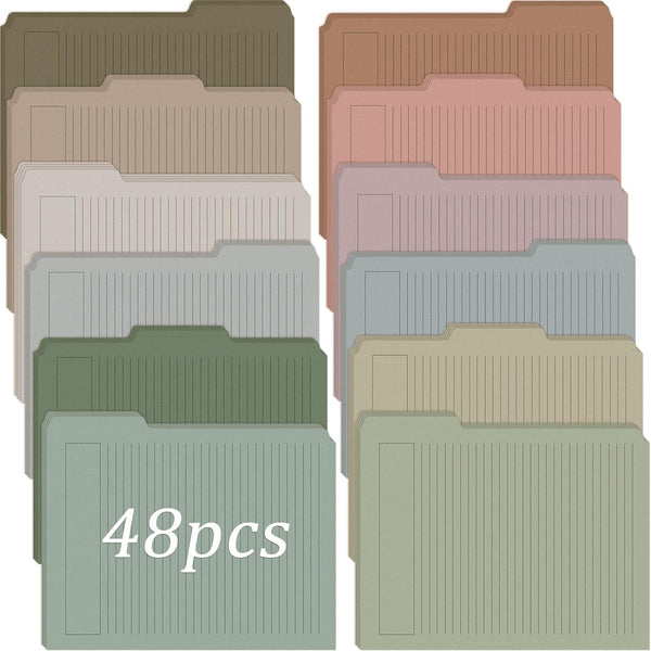 Cholemy 48 Pack Manila Lined File Folders, 1/3 Cut Tab, Heavyweight Paper, 9.5 x 11.5 Inch, Gentle Colors