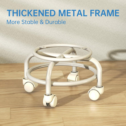 NiHome Low Roller Seat Universal Wheel Rolling Stool with Thick Metal Frame, 360° Swivel Wheels, Quick Assembly (White)