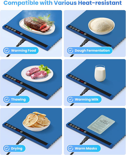 23.6"x15" 260W 6 SOPPY Food Warming Mat, Fast Heating Electric Warming Tray with Level Temperature, Safety Lock
