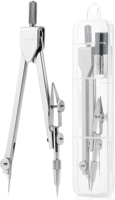 Mr. Pen Compass for Geometry - Silver Metal Drawing Compass with Extra Leads for Drafting and Math.
