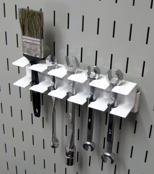 Wall Control Tool Holder Bracket - Slotted Metal Pegboard Accessory - White Tool Board