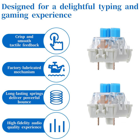 SynHHergyx 45 3 PCS Mechanical Keyboard Switches Pin Blue Clicky Switches Dustproof Keyboard Clicker Keys Replacement