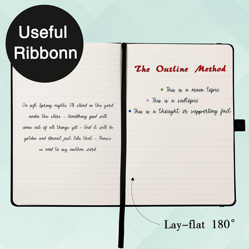 Ruled Notebook/Journal, Classic Lined Hardcover with Thick Paper, 5.7" x 8.4", Banded with Pen Holder