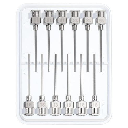 PATIKIL 12Pcs 18Ga x 1 Inch Stainless Steel Dispensing Needle Tips, Blunt Tips Luer Lock for Thick Glue Ink Lab