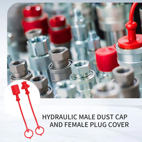 1/2" ISO5675 Hydraulic Coupling Dust Cap and Plug,Red Rubber Male Dust Cap and Female Plug Covers for Hydraulic Quick Coupler 4set by ANHAN