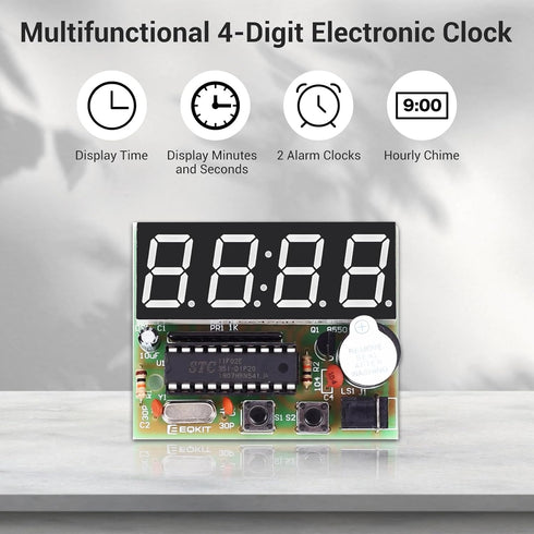 4-Digit MiOYOOW Digital Clock Kits with PCB, DIY Alarm Clock Soldering Project Kit for Learning Electronics Soldering