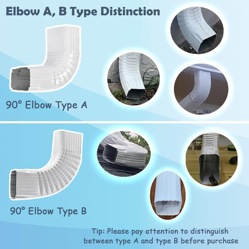 Downspout Gutter Elbows - Positive Elbow, 90 Degrees 3x2 Style A, Roofing Gutter Downspout Elbows