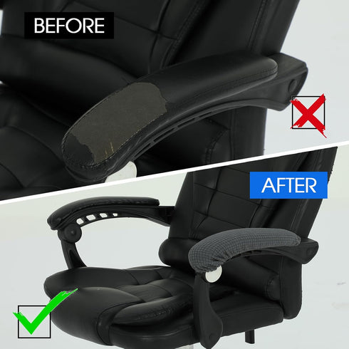 Office Chair Armrest Covers - 2Pcs Removable Elastic Covers for Office Seat Hand Rest Protection (Grey)