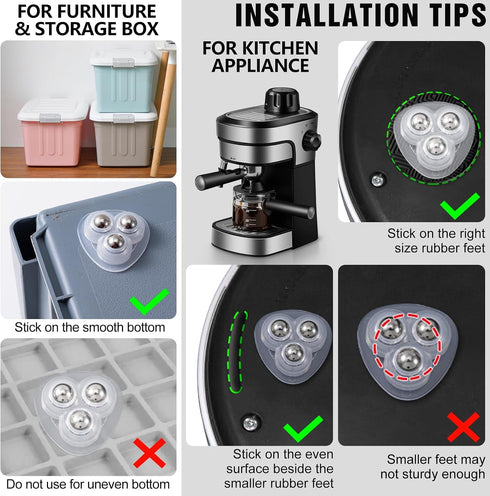 Alpinleux 12 360 Pcs Mini Caster Wheels, Self Adhesive Caster Wheels, Swivel Appliance Wheels, Small Appliance Rollers