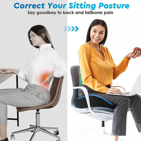 CushyOasis Tailbone 5.28 Seat Cushion, Gel Chair Cushions, Office Chair Cushions, Anti-Slip Bottom & Removable Cover