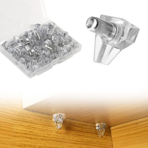 EKAREY 60 Pcs Cabinet Shelf Pegs for Shelves, 5mm Shelf Pins Holders, Clear