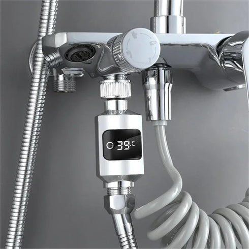 COMOAEW Shower Thermostat, Bathroom Tub Shower Faucets Water Thermometer Electricity LED Display Bathtub Water