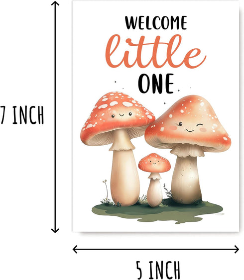 ZoZi9xDesigns Welcome Little One Card - Mushroom New Baby - Greeting Card - Baby Shower - Cute - Mushroom Lover