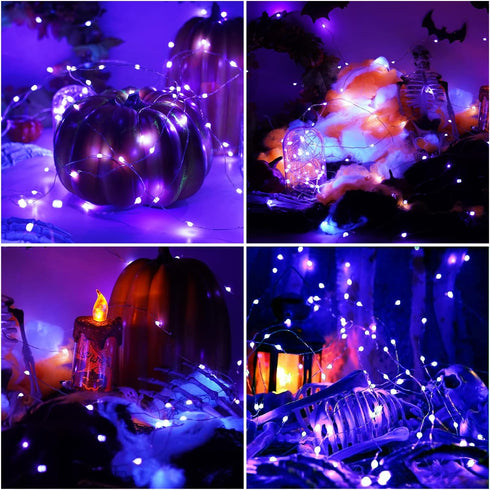 4 Pack 6.56ft 20LED Battery Operated LED UV Black Lights, UV Lamp Bead Flexible Blacklight Fixtures Purple Fairy String