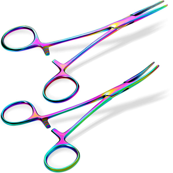 BBTO Hemostat Curved and Straight Hemostat Forceps Piercing Pliers Forceps, Stainless Steel