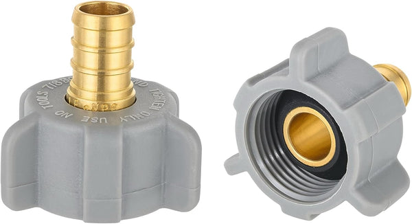 (Pack of 2) EFIELD 1/2 Inch Pex X 7/8 Inch Toilet Ballcock Swivel Straight Adapter, Brass Plumbing Fittings