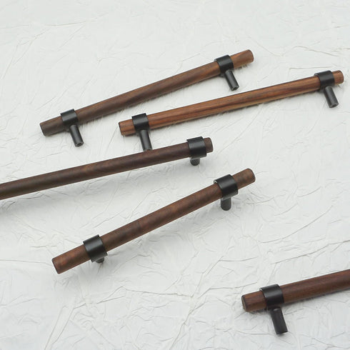 2.75" (2.75" Walnut Wood Drawer Pull Handle Black Dresser Knob Pulls Kitchen Cabinet Pull Hardware Hole Centers)
