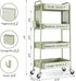4 TOOLF Tier Rolling Cart with Pegboard, Metal Storage Organizer Cart with Wheels, Hooks & Bins Esthetician Craft Art