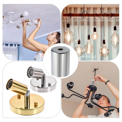 E27 3 (1.6" ODx2.2 PATIKIL Lamp Socket Cup, Pcs Lamp Bases Holder Covers Sleeves Decorative Lighting Accessories