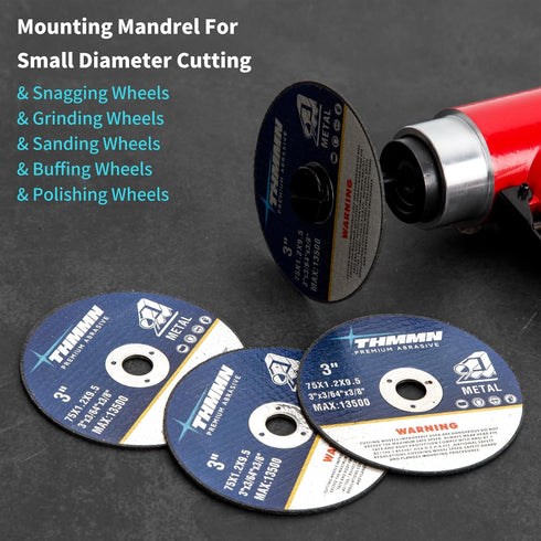 Cut-Off Wheel Mounting Mandrel for Type 1 Cutting Wheels, 3/8" & 1/4" Arbor, 1/4" Shank Stem, 4 Pack